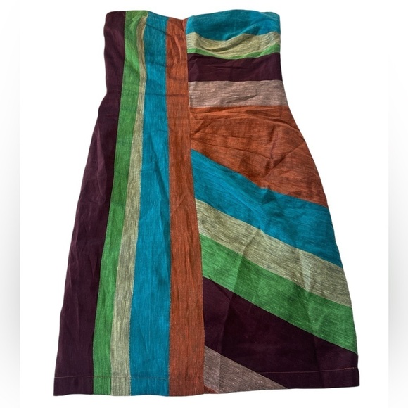 L.A.M.B Y2K Sweet Stripe Strapless Silk Mini Dress - Picture 5 of 10